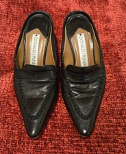 Donald J Pliner Shoes Womens Size 6 Black Leather slide on Mules Pointed Toe