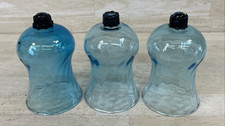 Candle Holder Blue Glass Votives Swirl Mixed Blue Color Tones/Tint Lot of 3