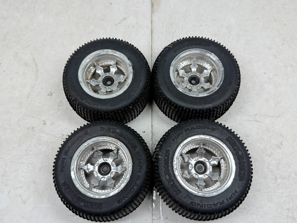 4x Rare HPI Racing 1/10 Stadium Truck Dirt Bonz Wheels & Tires