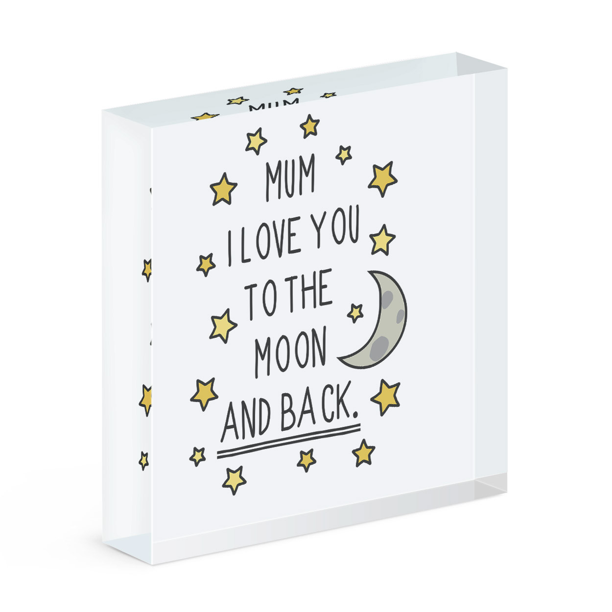 Mum I Love You To The Moon And Back Acrylic Photo Block Frame Mothers Day