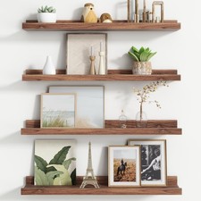 Floating Picture Ledge Shelves Set of 4, 24 Inch Shelves with Lip - Large Nur...