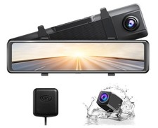 2.5K Mirror Dash Cam Voice Control 12" Touch Screen Front and Rear Dual Dash Cam