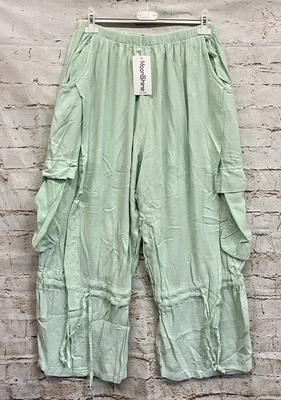 Moonshine Fashion Musselin Freizeit Hose Lagenlook 46 48 50 Übergrösse Neu mint - Bild 1 von 4