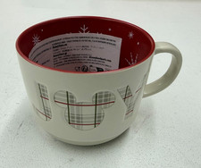 Taza taza de café de vacaciones de Navidad a cuadros Mickey Mouse de los parques de Disney 16 oz