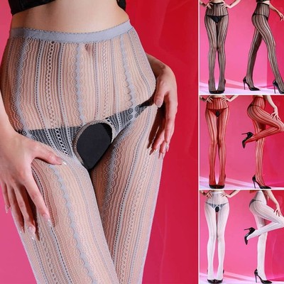 2-Pack Womens Ladies Super Elastic Pantyhose Fishnet Stockings Crotchless Tights