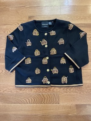 Michael Simon Cardigan Black 90 s Purse Theme XL Embellished
