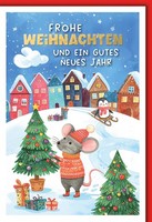 Weihnachten GrußKarte Mit Umschlag Maus SchmüCkt Tanne