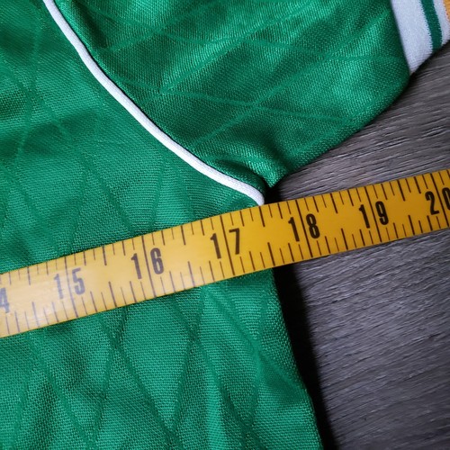 VTG 70s Score Emerald Green Soccer Jersey 11 Sz YL YOUTH Large VNeck USA STAINS - Picture 4 of 18
