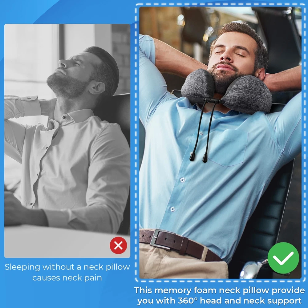 Travel Pillow, 2 Pack Travel Pillows for Sleeping Airplane, Removable Cover N... Travel Pillow, 2 Pack Travel Pillows for Sleeping Airplane, Removable Cover N...