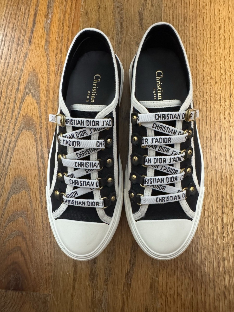 Christian Dior Men's Black White Canvas Lace-Up Designer Sneakers