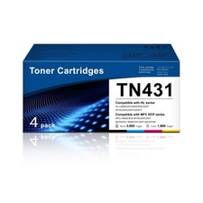 TN431 Toner Cartridges 4-Pack, Black/Cyan/Magenta/Yellow Compatible TN431 T...