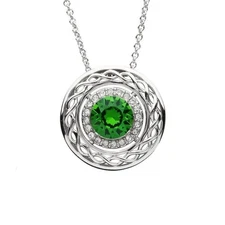 Sterling Silver Crystal Adorned Celtic Knot Halo Necklace