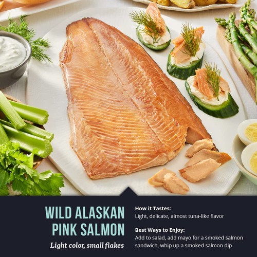 - Premium Wild Alaskan Smoked Sockeye, Coho, and Pink Salmon Trio - 18oz Box - Picture 6 of 7