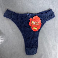 Vintage Y2K Jolie Intimates Blue Lace Thong Size 6 NOS Cotton Made Turkey