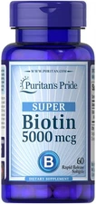 Puritan's Pride Biotin 5000 mcg - 60 Softgels