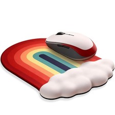 Ergonomic Mouse Pad with Wrist Rest, Cute Cloud Rainbow Gaming Mousepad, with...