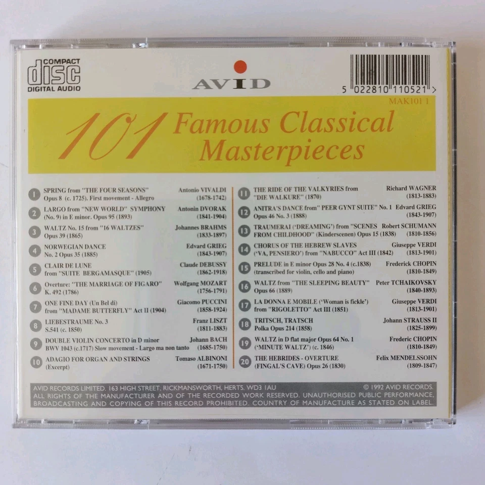 101 Famous Classical Masterpieces - 5 x CD Album Boxset (1992) NEW - Image 4 of 4