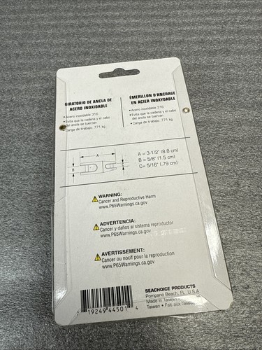 B23 Seachoice 44501 Stainless Steel Anchor Swivel 1/4IN-5/16 NEW - Picture 2 of 3