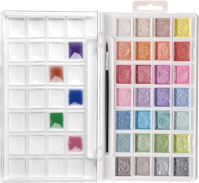 Artecho Metallic Aquarellfarben (28 Farben) mit 1 Pinsel, Künstler, Hobbymaler