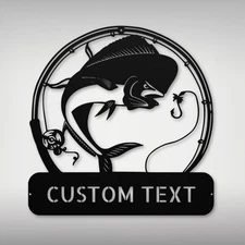 Personalized Mahi-Mahi Fish Metal Sign Custom Wall Decor Gift for Fishing Lover