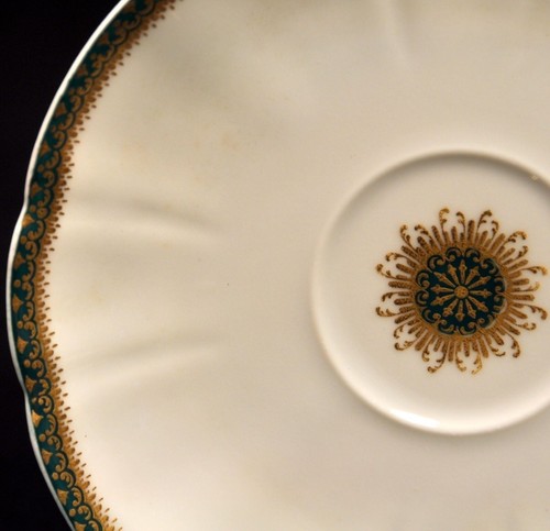 Haviland Limoges Demitasse Cup Saucer Green w/Gold Ribbon Handle 1889-1896 HTF - Picture 8 of 12