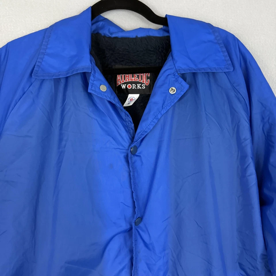 Vintage Athletic Works Jacket Mens Large Blue Coach Lined Made USA 90s - Image 3 of 4