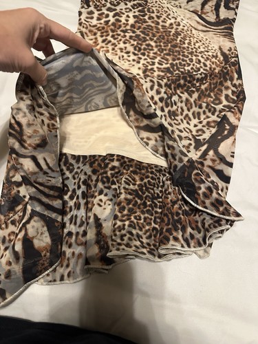 Dolls Kill SAMPLE Leopard Print Asymmetrical Y2K Halter Dress Size Small - Imagen 6 de 9