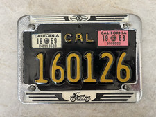 Vintage 1963 California Motorcycle License Plate 1968 69 Tags Frame