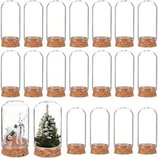 1box 20pcs Mini Glass Bottles with Cork Base 5x3cm Glass Display Dome with Cork