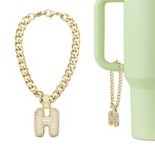 Letter Charm for Stanley Tumbler Cup Bubble Cute Initial H Letter Charm Gold 