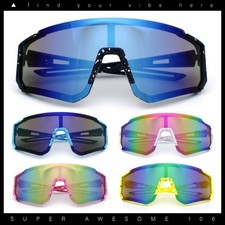 Boys Color Mirror 80s Paint Splatter Print Plastic Rimless Shield Sport Sunglass