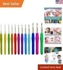 Ergonomic Crochet Hook Set for Arthritic Hands - 12 Color-Coded Sizes