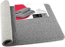 Bathroom Floor Mat, Soft Textured PVC, 24x16 Inch Tub Mat, Grey