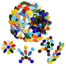 Mixed Color Petal Mosaic Tiles - Water Drop Stained Mosaic Glass Pieces with ...