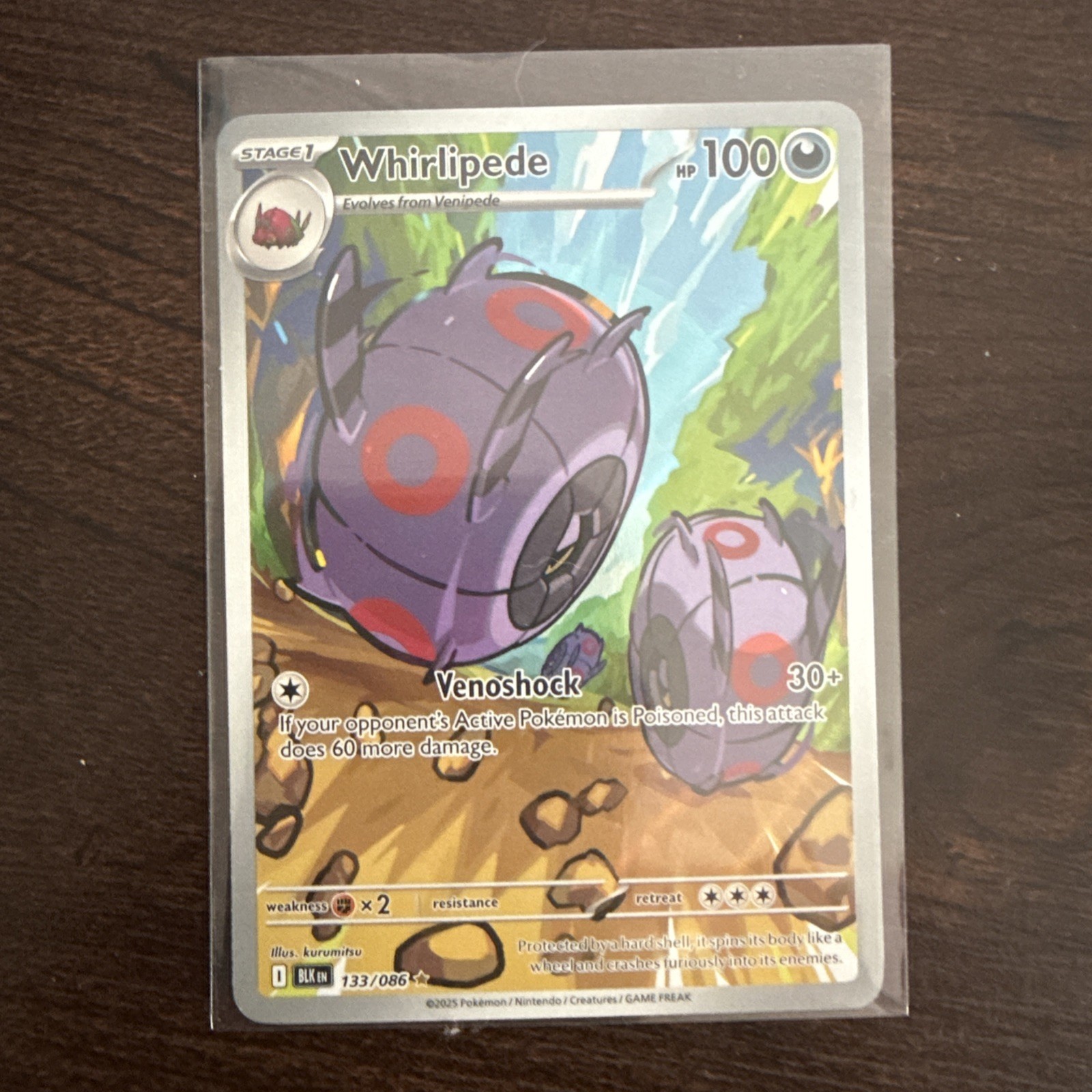 1x Whirlipede - 133/086 - Illustration Rare NM-Mint Pokemon SV10.5a - Black Bolt