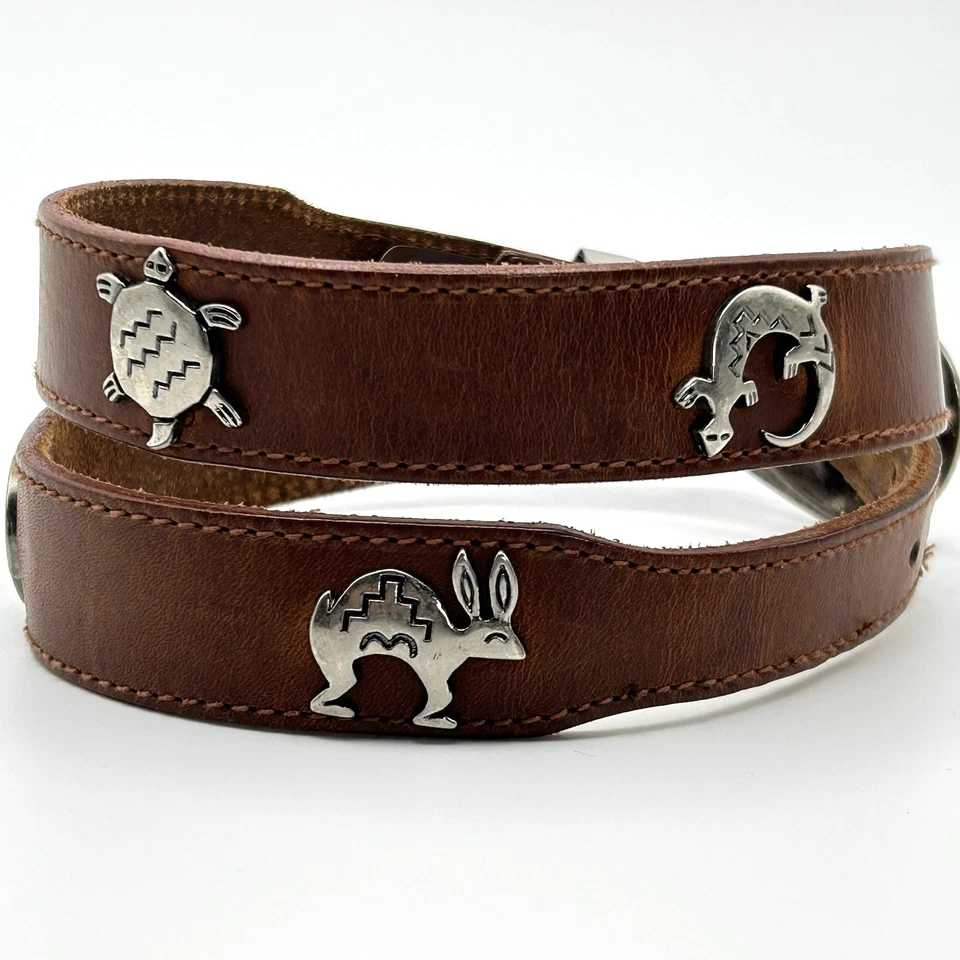 Dama Canterbury Cuero Plateado Concho Cinturón Fetiche Animales Suroeste Talla M Foto 2 de 4
