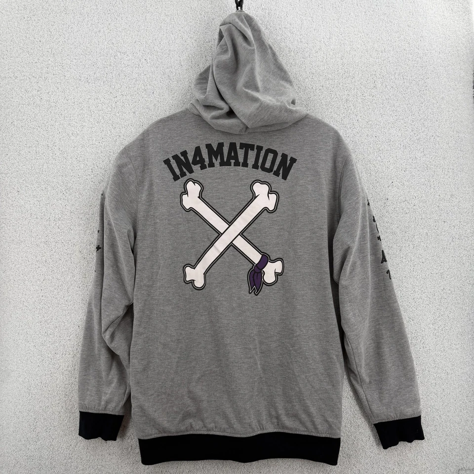 Chaqueta Reversible In4mation Para Hombre Grande Negra Gris Con Capucha Cremallera Ropa de Calle Gráfico Foto 2 de 4