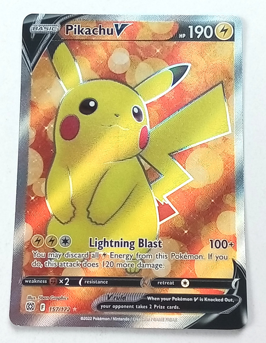 Pikachu V 157/172 Brilliant Stars Holo Rare Full Art Pokémon Card 2022