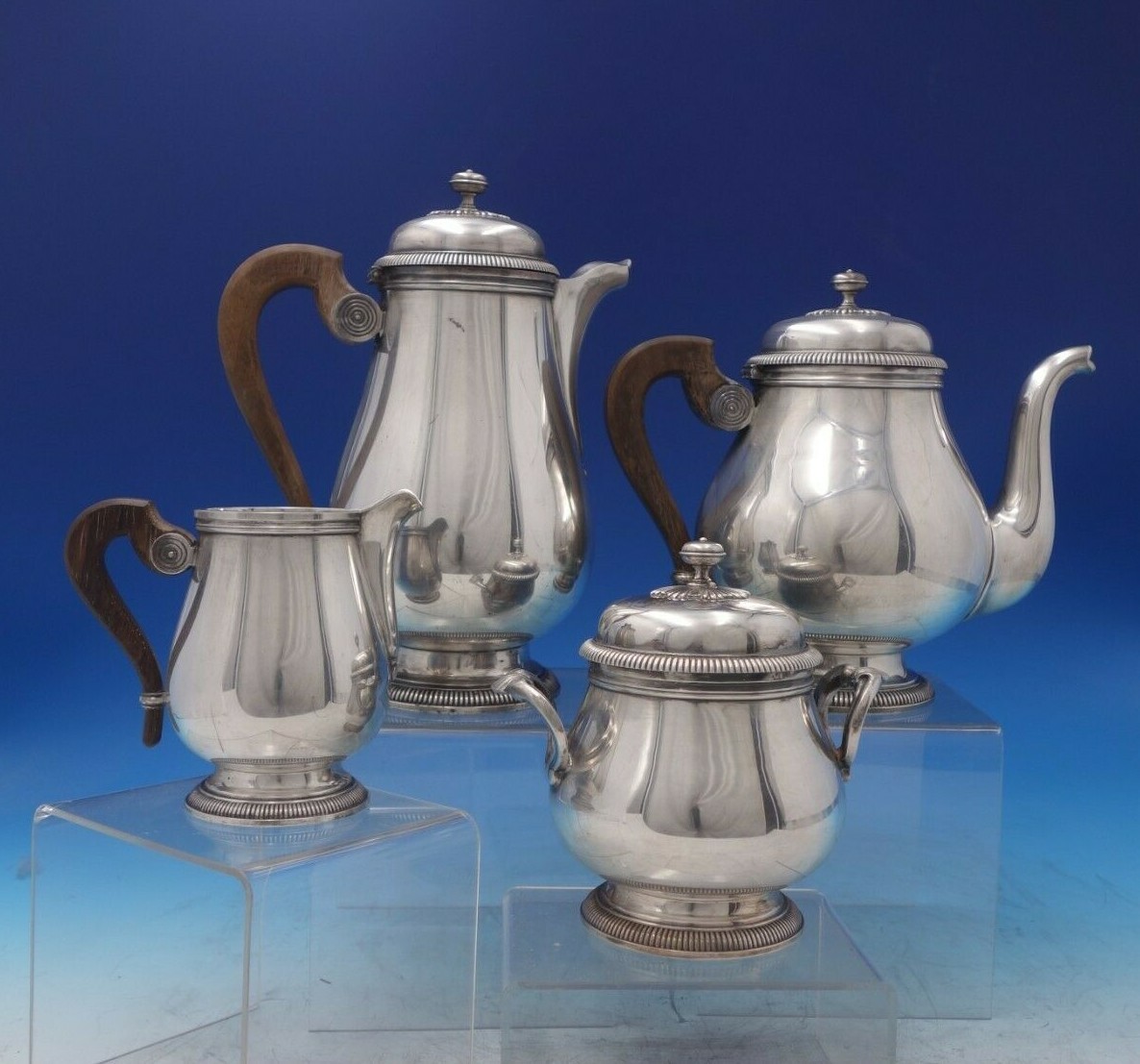 Malmaison by Christofle Gallia French Silverplate Tea Set 4pc