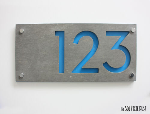 Moderne Hausnummern, Beton und Acryl - Schildschildschild - Türnummern - Bild 16 von 18