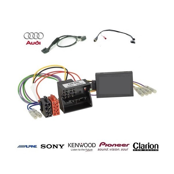 Interface commande au volant pour Audi Q3 2011 et autoradio Kenwood avec faisceau complet plug and play