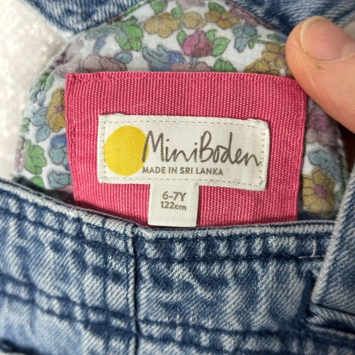 Mini Boden Overall Dress Girls Sz 6 - 7 Blue Denim Jean Pockets Pinafore Short - Picture 5 of 12