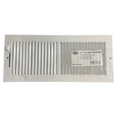 EZ-FLO 16x6 2-Way Floor Register Vent Cover - White Steel Louver