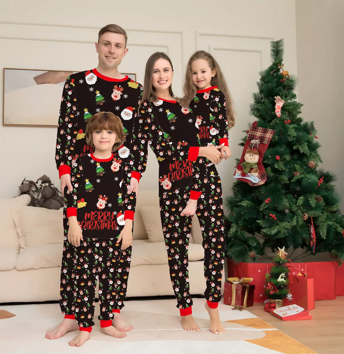 Christmas Family Matching Homewear Outfits Kids Pajamas Sets Xmas