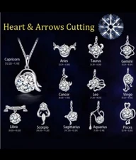 Women's Jewelry Zodiac Signs 12 Constellations Crystal Pendant Necklace 58-1