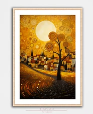 Gustav Klimt Inspired Art Print Wall Art Nouveau Home Decor Posters Mural Golden