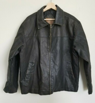 Arizona Jacket Brown Faux Leather Collared Zip Pockets Quilt Lined