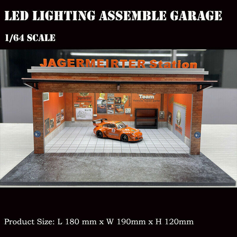 Assemble Diorama 1/64 LED Lighting Garage Model Car Parking