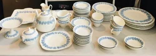 VINTAGE Wedgwood Embossed Queensware Barlaston China 79 Pieces LOWEST PRICE EVER