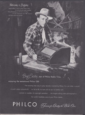 Print Ad Phico Radio Bing Crosby Star of Philco Radio Time Cowboy Hat Snowshoes